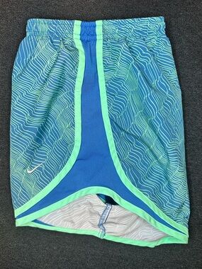 Nike Tempo Running Shorts Dri-FIT Blue Green Pattern Women’s Small Lined